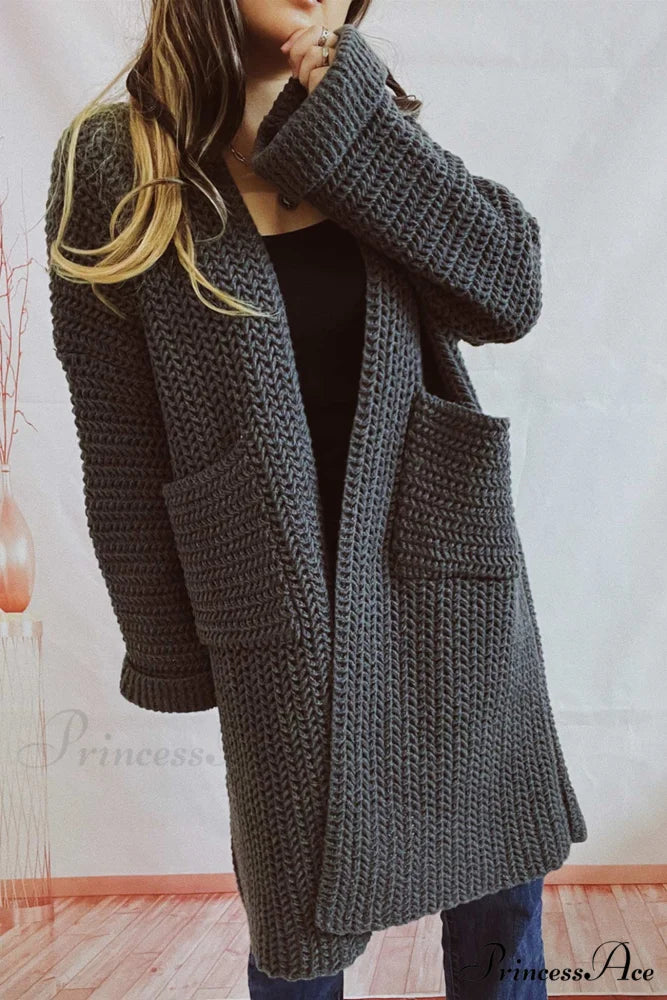 Open Front Cardigan with Large Pockets