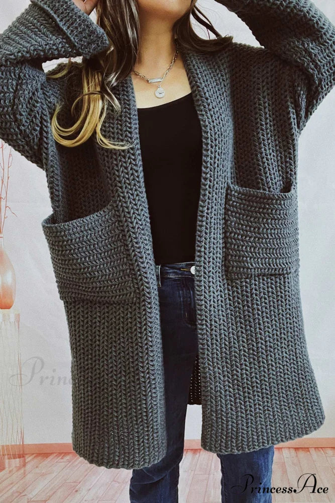 Open Front Cardigan with Large Pockets