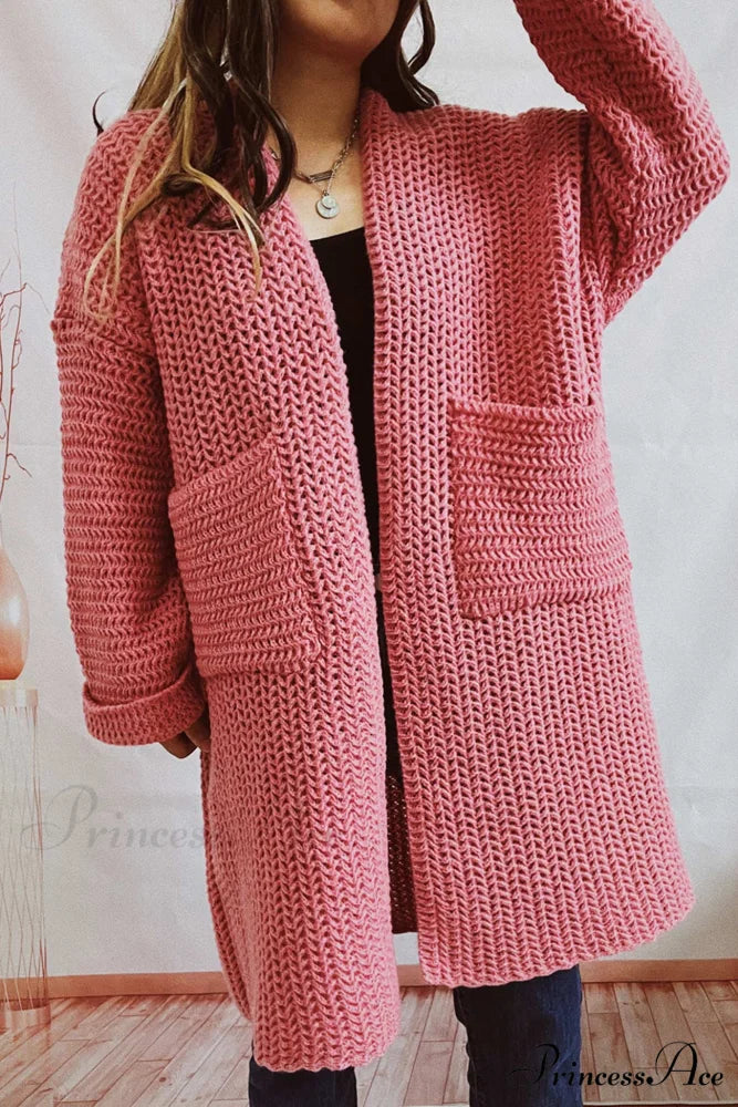 Open Front Cardigan with Large Pockets