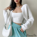 Open Front Cropped Extended Sleeve Cardigan