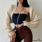 Open Front Cropped Extended Sleeve Cardigan