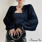 Open Front Cropped Extended Sleeve Cardigan