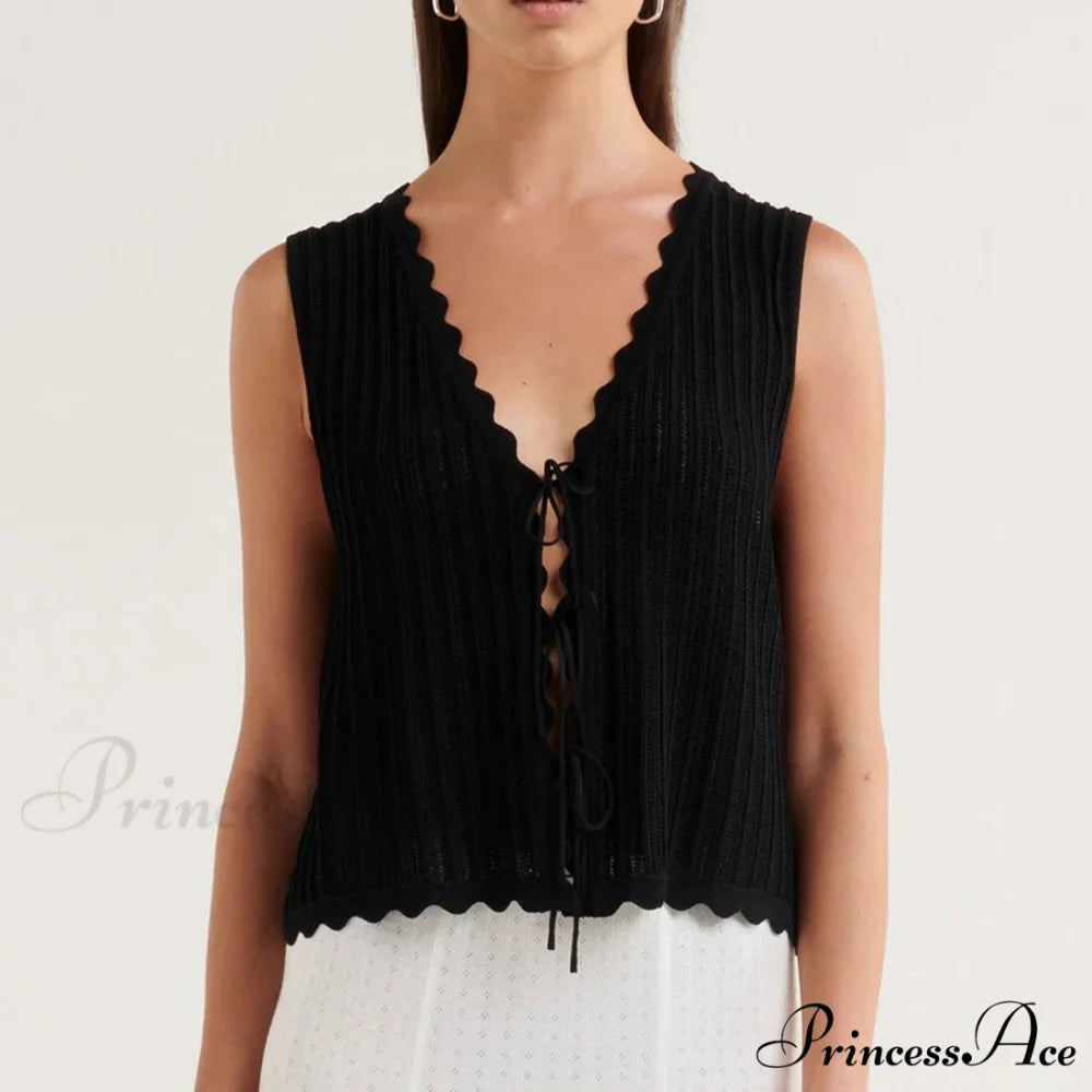 Open Front Knitted Short Top