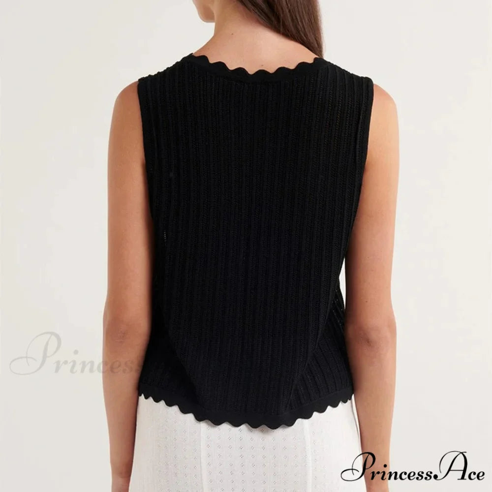 Open Front Knitted Short Top