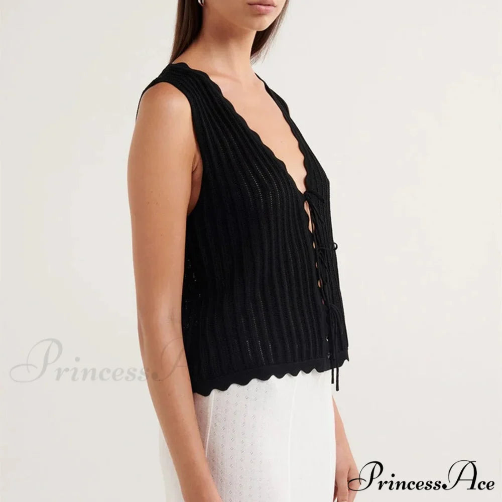 Open Front Knitted Short Top