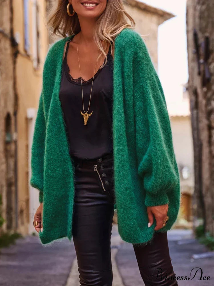 Open Front Soft Long Sleeve Knit Cardigan