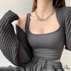 Open Front Solid Color Cropped Casual Bolero Shrug Cardigan