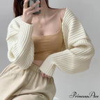 Open Front Solid Color Cropped Casual Bolero Shrug Cardigan