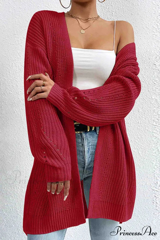 Open Mid-Length Front Cardigan