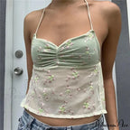 Open Tie-Up Halter Crop Top