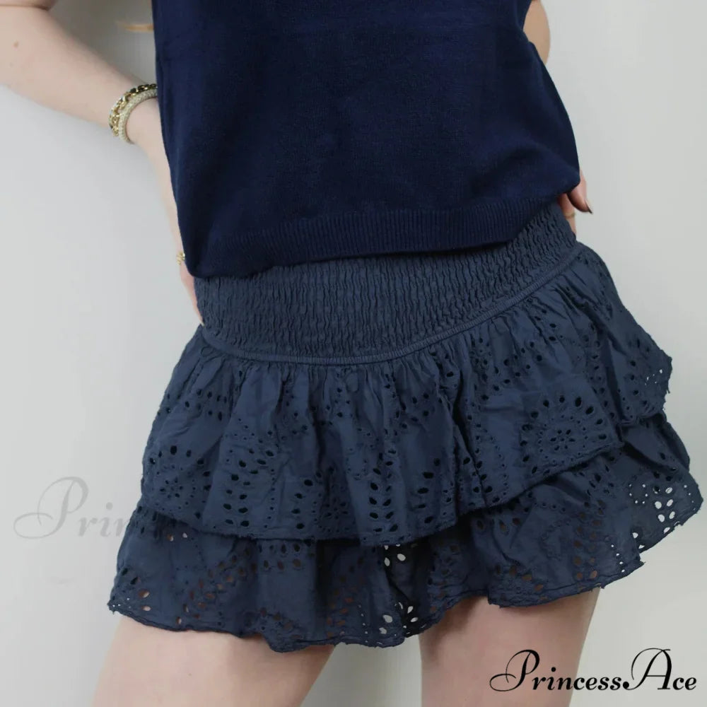 Openwork Tiered Frilly Skirt