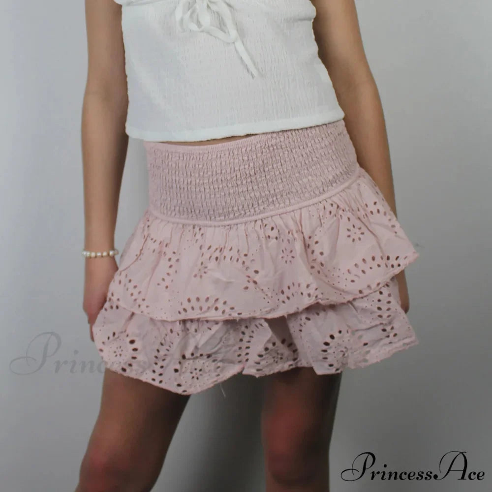Openwork Tiered Frilly Skirt