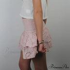 Openwork Tiered Frilly Skirt