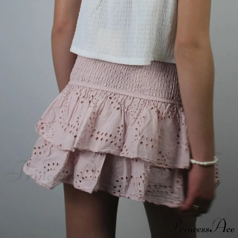 Openwork Tiered Frilly Skirt