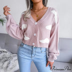 Opposing Hues V-Neck Woven Knit Cardigan