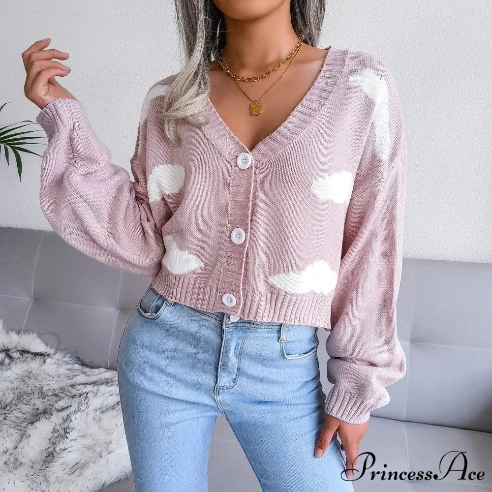 Opposing Hues V-Neck Woven Knit Cardigan