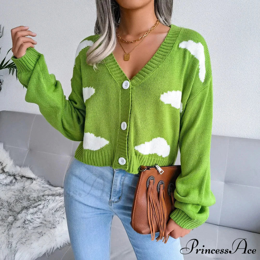 Opposing Hues V-Neck Woven Knit Cardigan