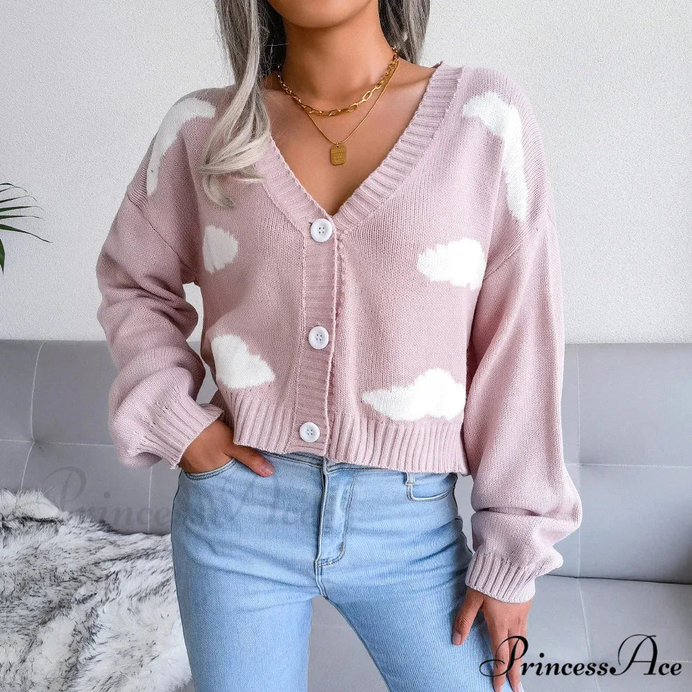 Opposing Hues V-Neck Woven Knit Cardigan