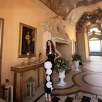 Opulent 3D Blossoming Bandeau Extended Prom Gown