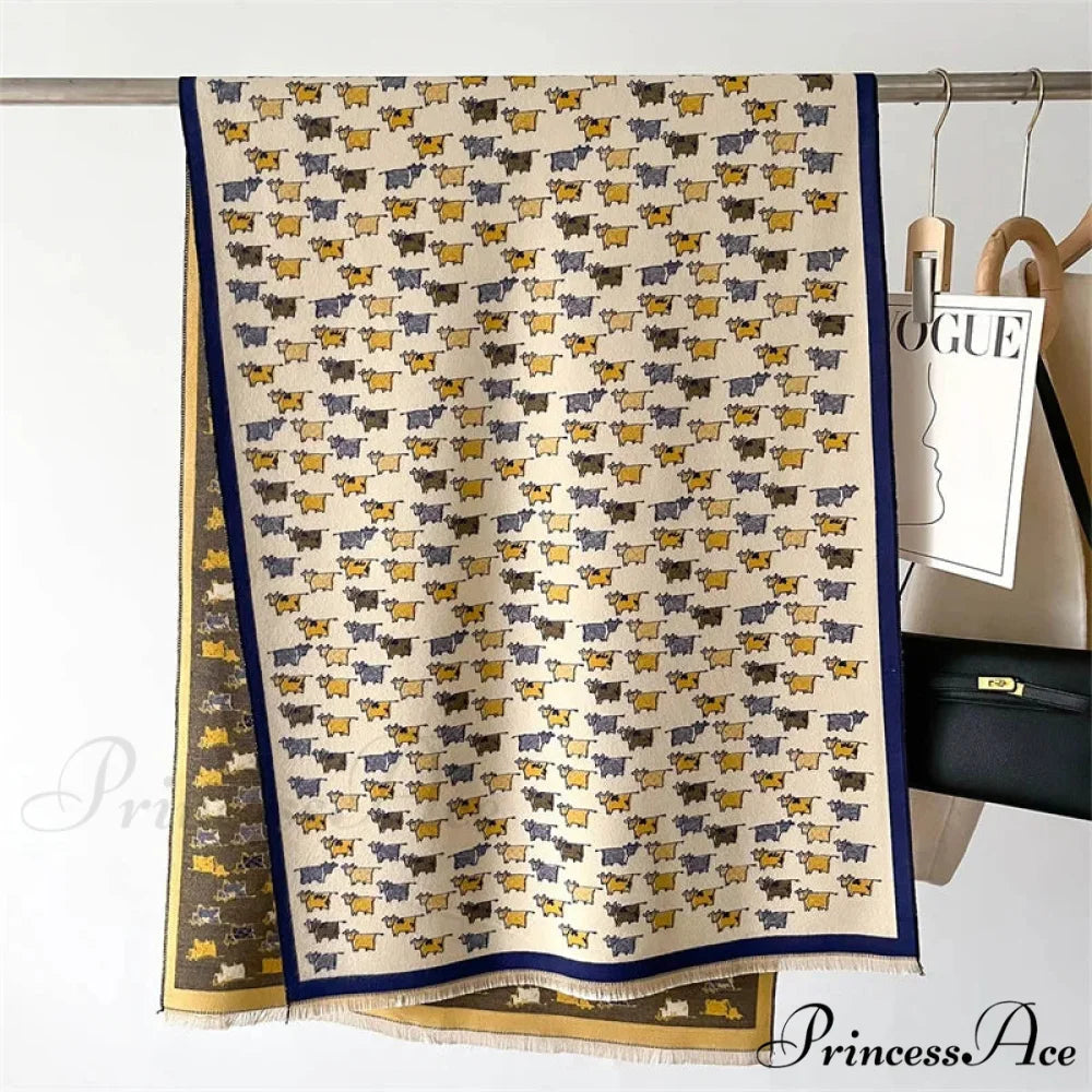 Opulent Creature Pattern Fall Cashmere Scarf