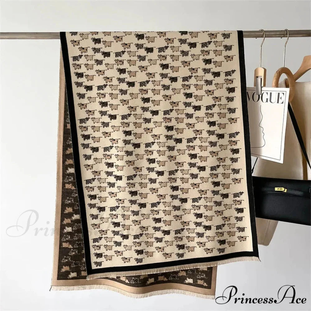 Opulent Creature Pattern Fall Cashmere Scarf