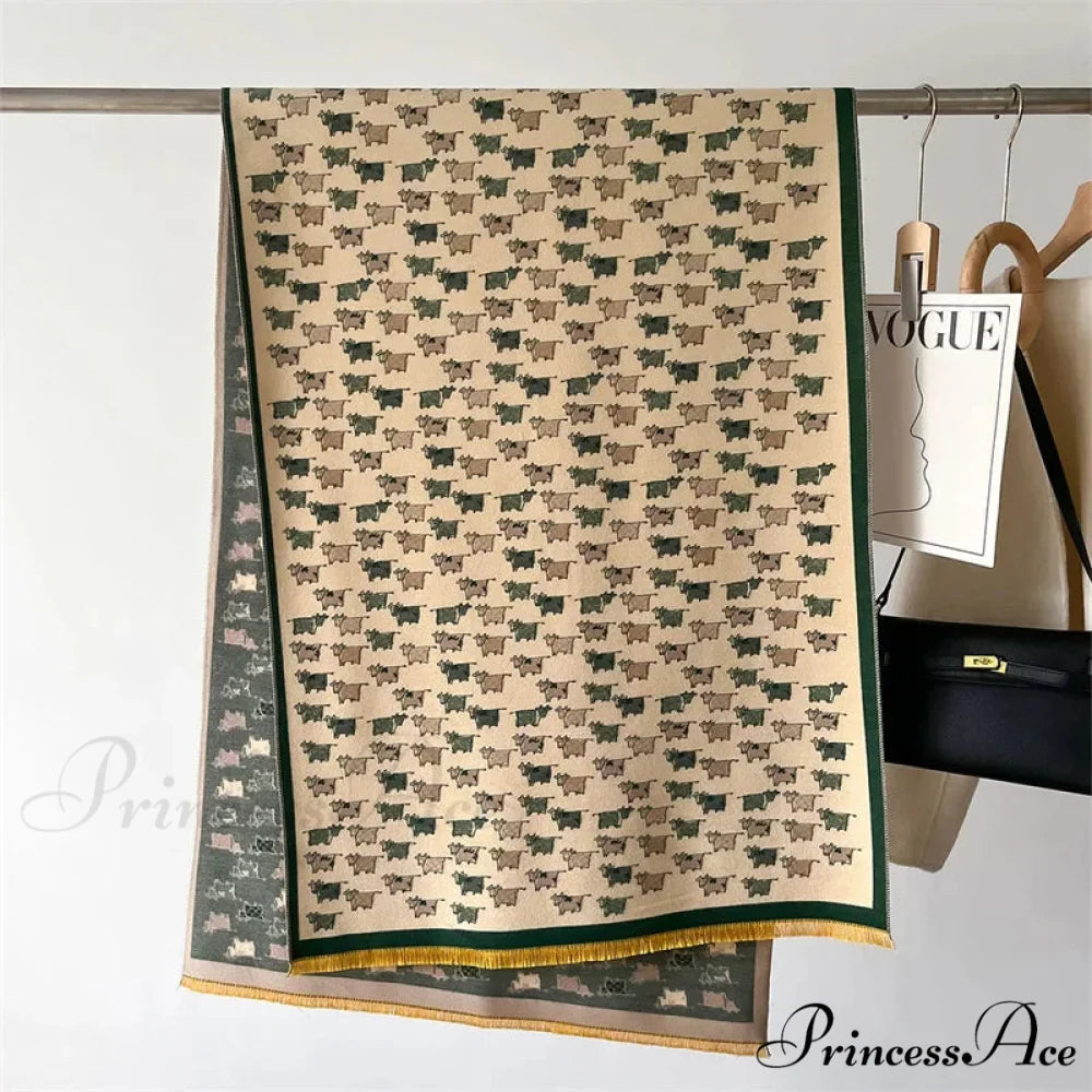 Opulent Creature Pattern Fall Cashmere Scarf