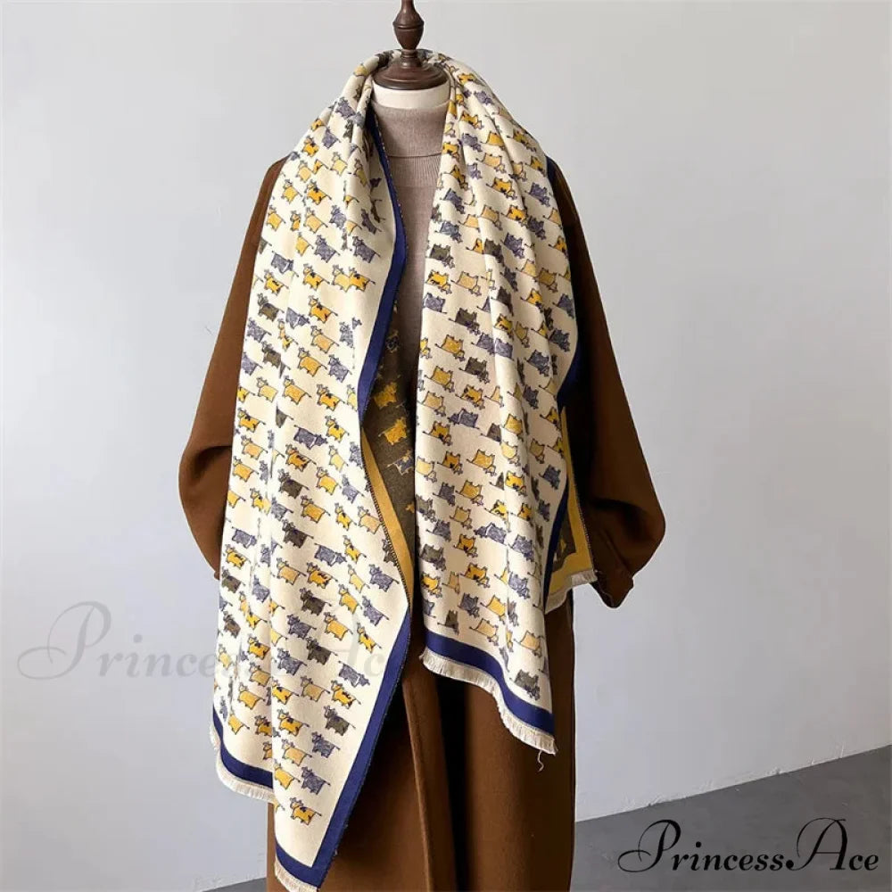 Opulent Creature Pattern Fall Cashmere Scarf