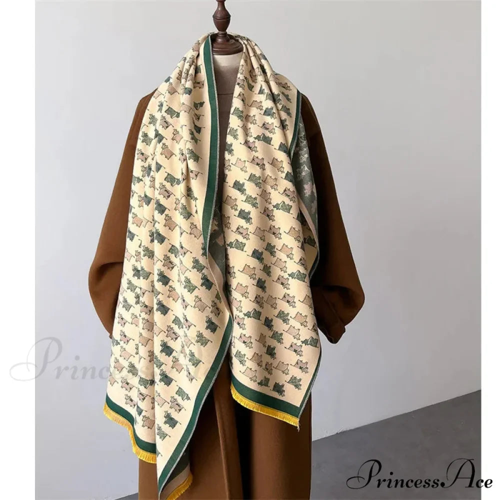 Opulent Creature Pattern Fall Cashmere Scarf