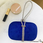 Opulent Crimson Velvet Gem Handle Evening Wedding Tote Handbag