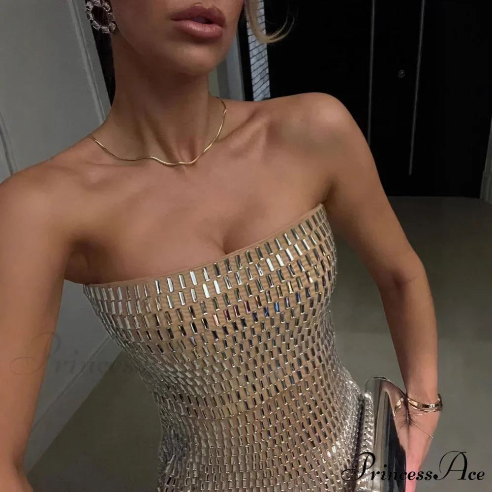 Opulent Crystal Bandage Celebration Gown