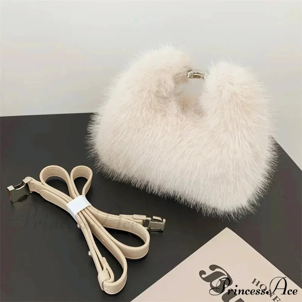 Opulent Faux Fur Plush Evening Clutch Crossbody Handbag