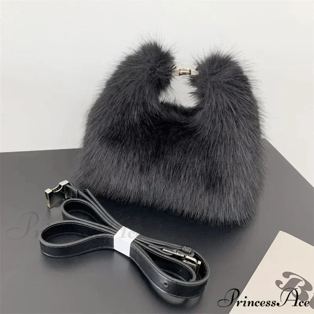 Opulent Faux Fur Plush Evening Clutch Crossbody Handbag