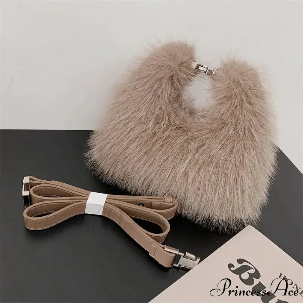 Opulent Faux Fur Plush Evening Clutch Crossbody Handbag