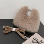 Opulent Faux Fur Plush Evening Clutch Crossbody Handbag