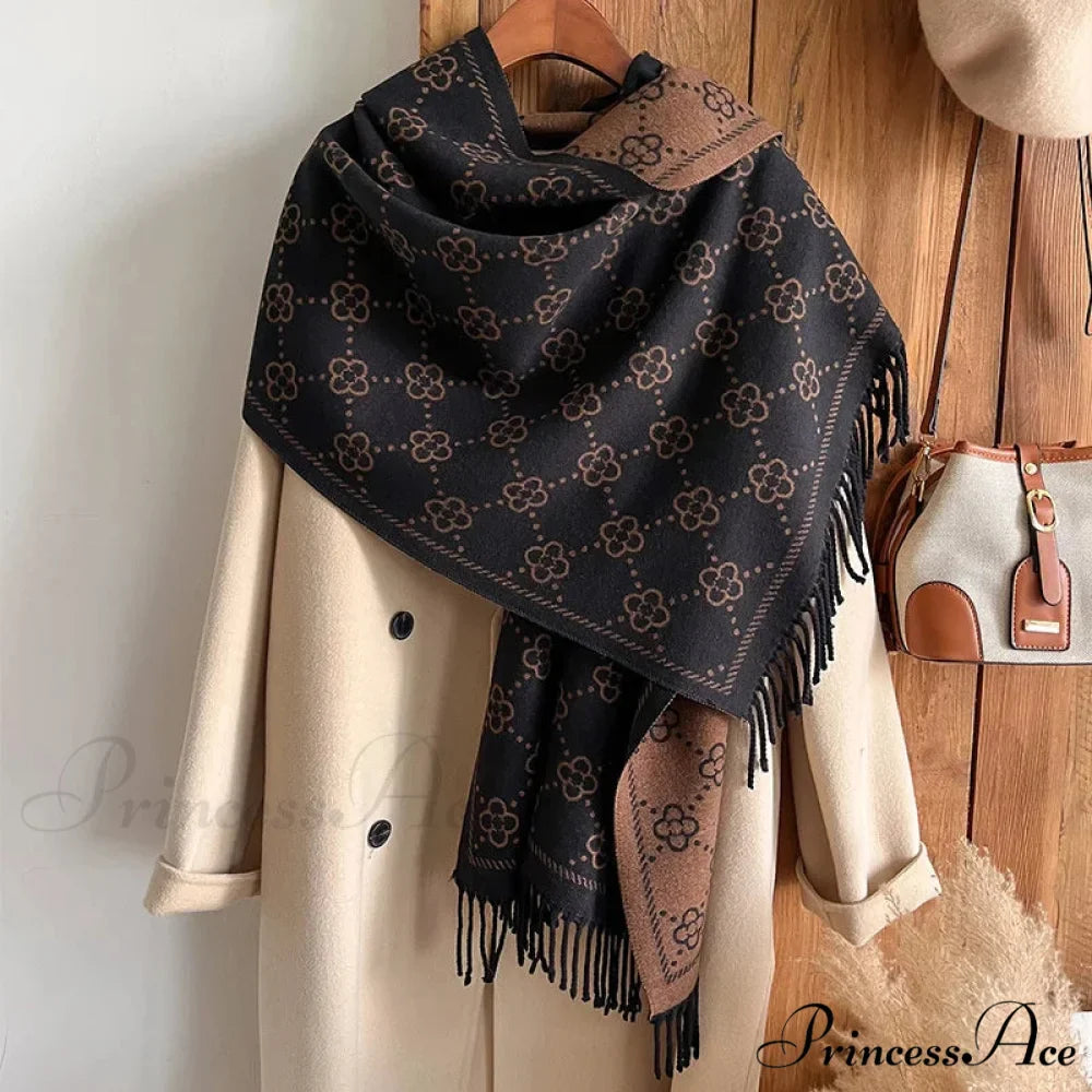 Opulent Flowery Cashmere Winter Scarf