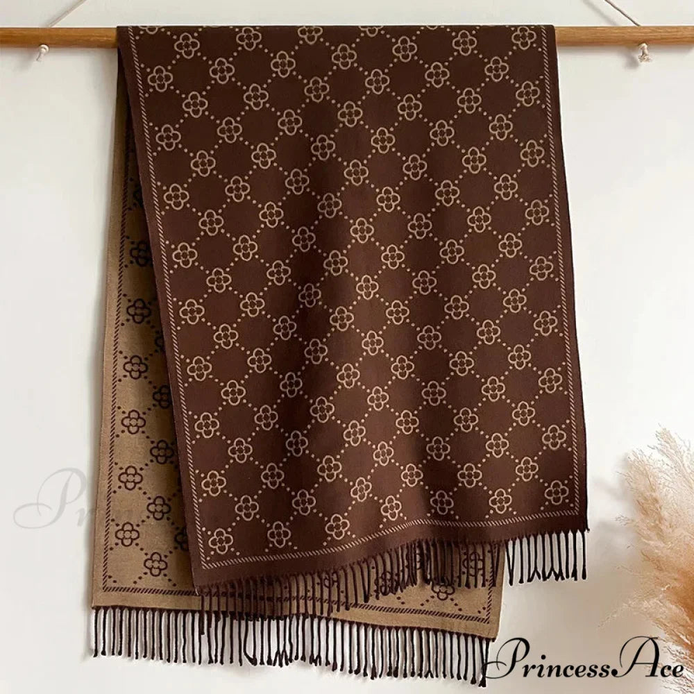 Opulent Flowery Cashmere Winter Scarf