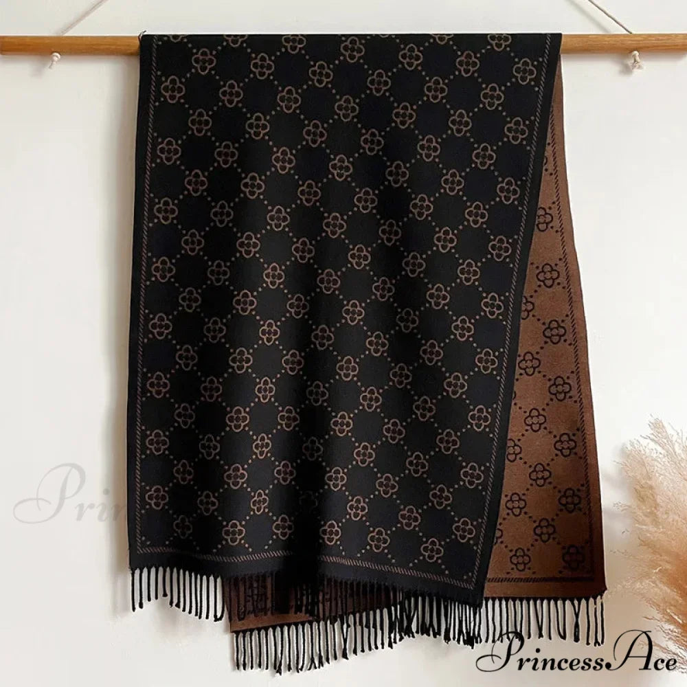 Opulent Flowery Cashmere Winter Scarf