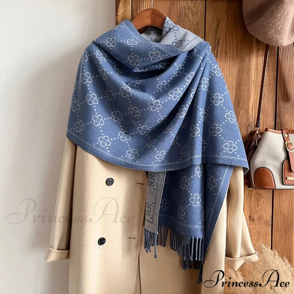 Opulent Flowery Cashmere Winter Scarf