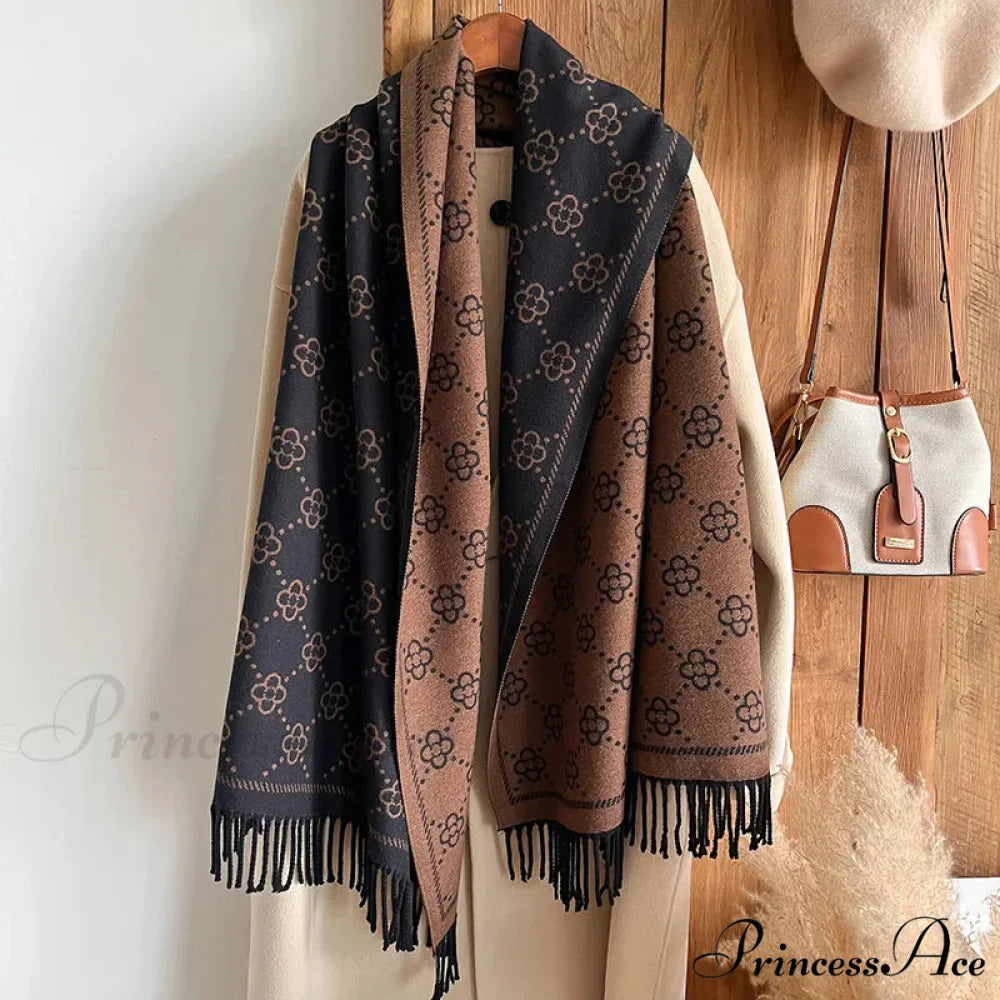 Opulent Flowery Cashmere Winter Scarf