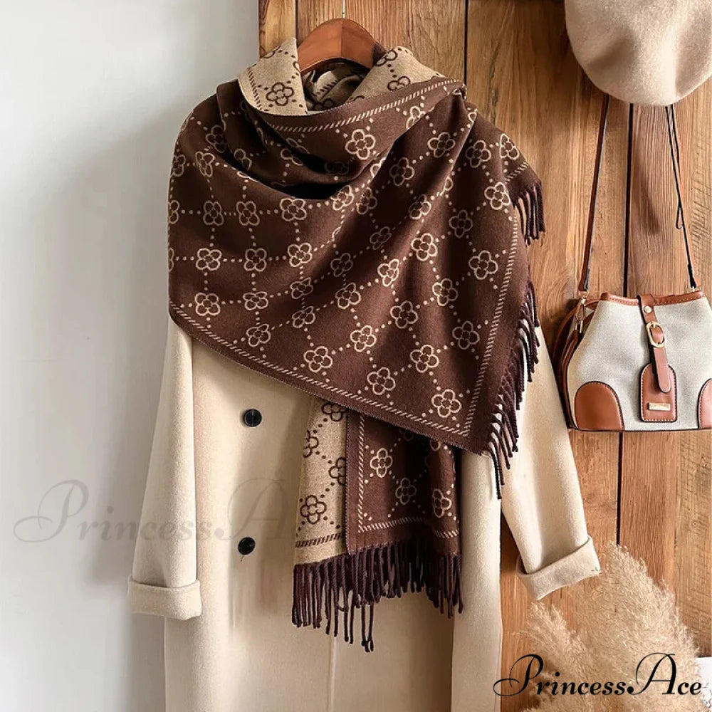 Opulent Flowery Cashmere Winter Scarf