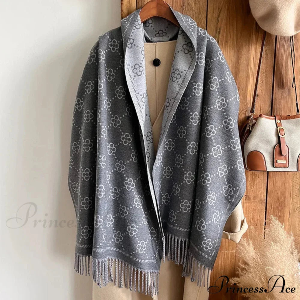 Opulent Flowery Cashmere Winter Scarf