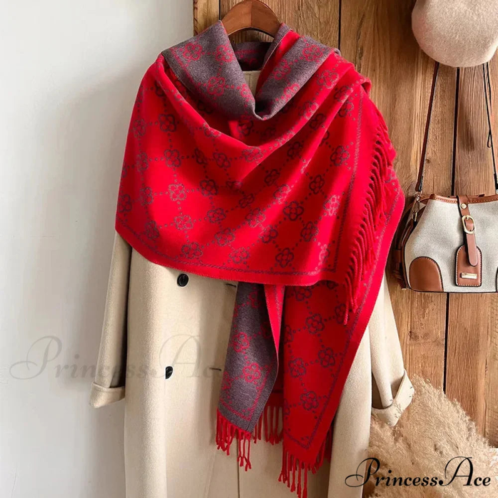 Opulent Flowery Cashmere Winter Scarf