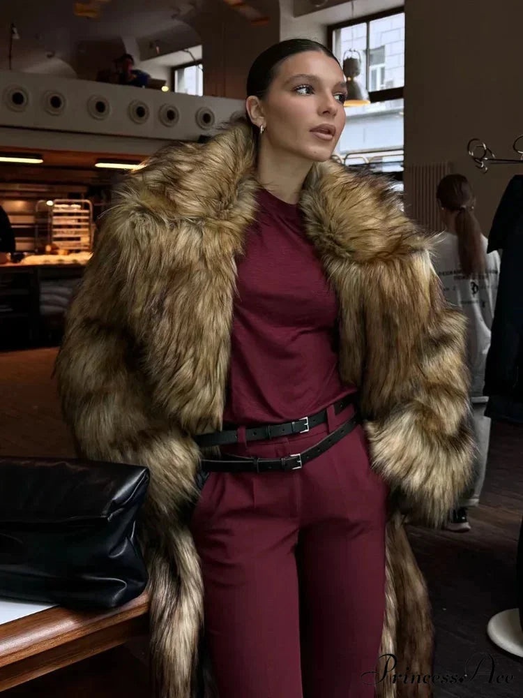 Opulent Fox Garment Lengthy Overcoat