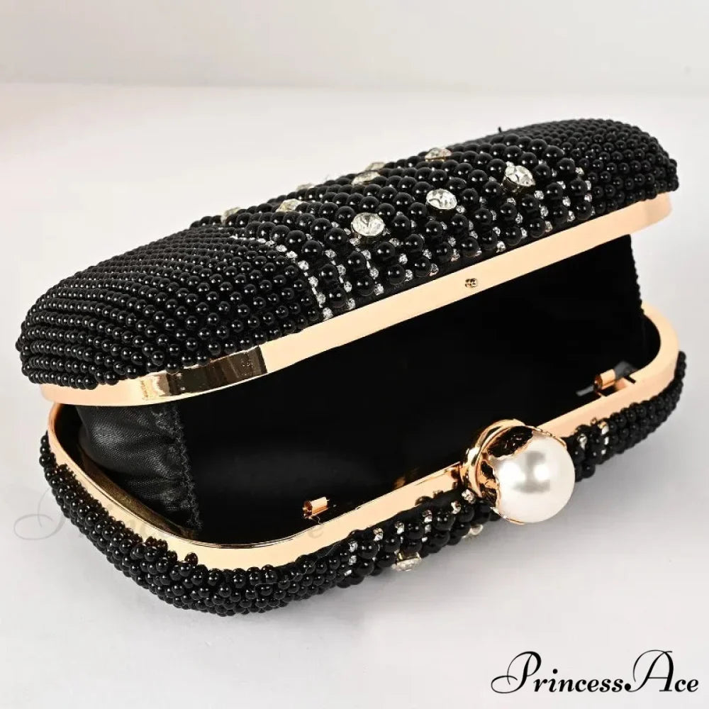 Opulent Gemstone Pearl Beaded Evening Clutch