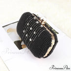 Opulent Gemstone Pearl Beaded Evening Clutch