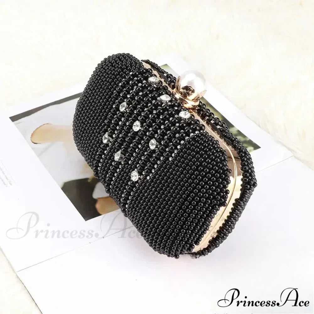 Opulent Gemstone Pearl Beaded Evening Clutch
