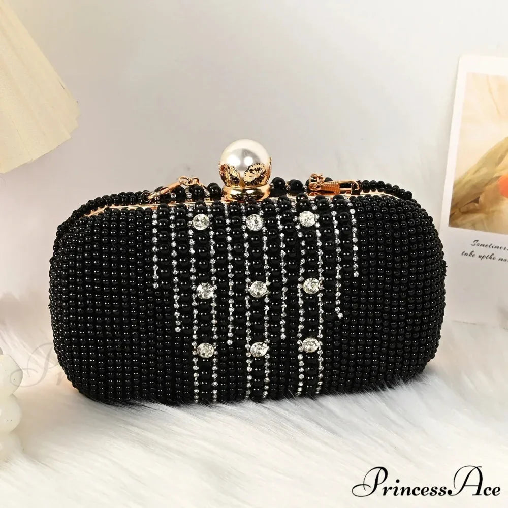 Opulent Gemstone Pearl Beaded Evening Clutch