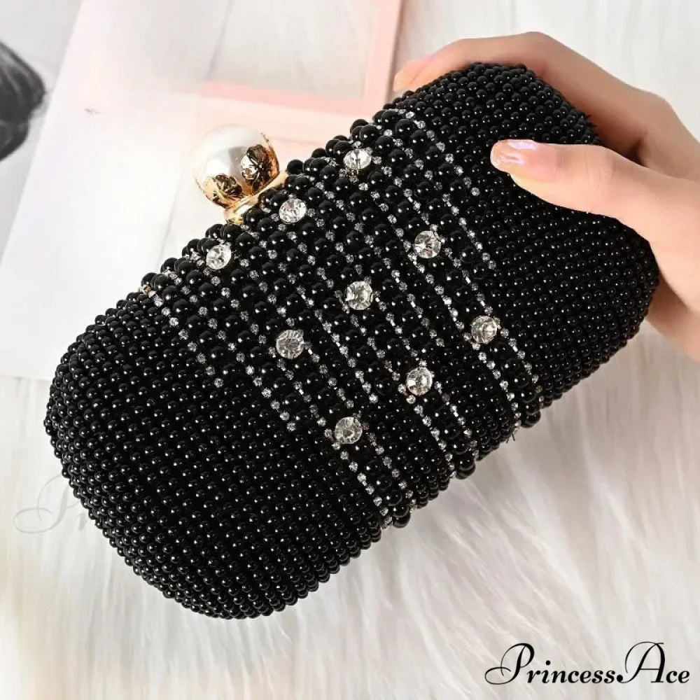 Opulent Gemstone Pearl Beaded Evening Clutch