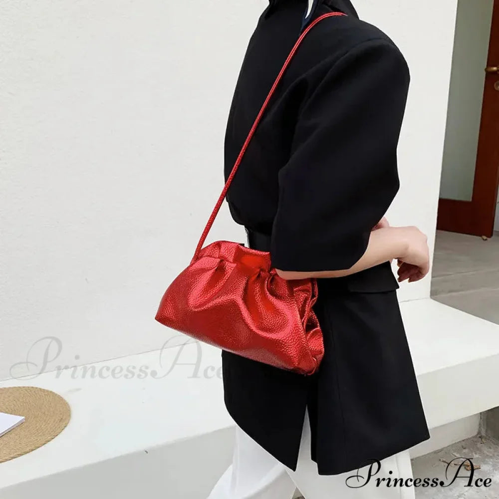 Opulent Gold Fluffy Silver Crossbody Clutch Purse