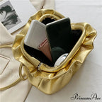 Opulent Gold Fluffy Silver Crossbody Clutch Purse